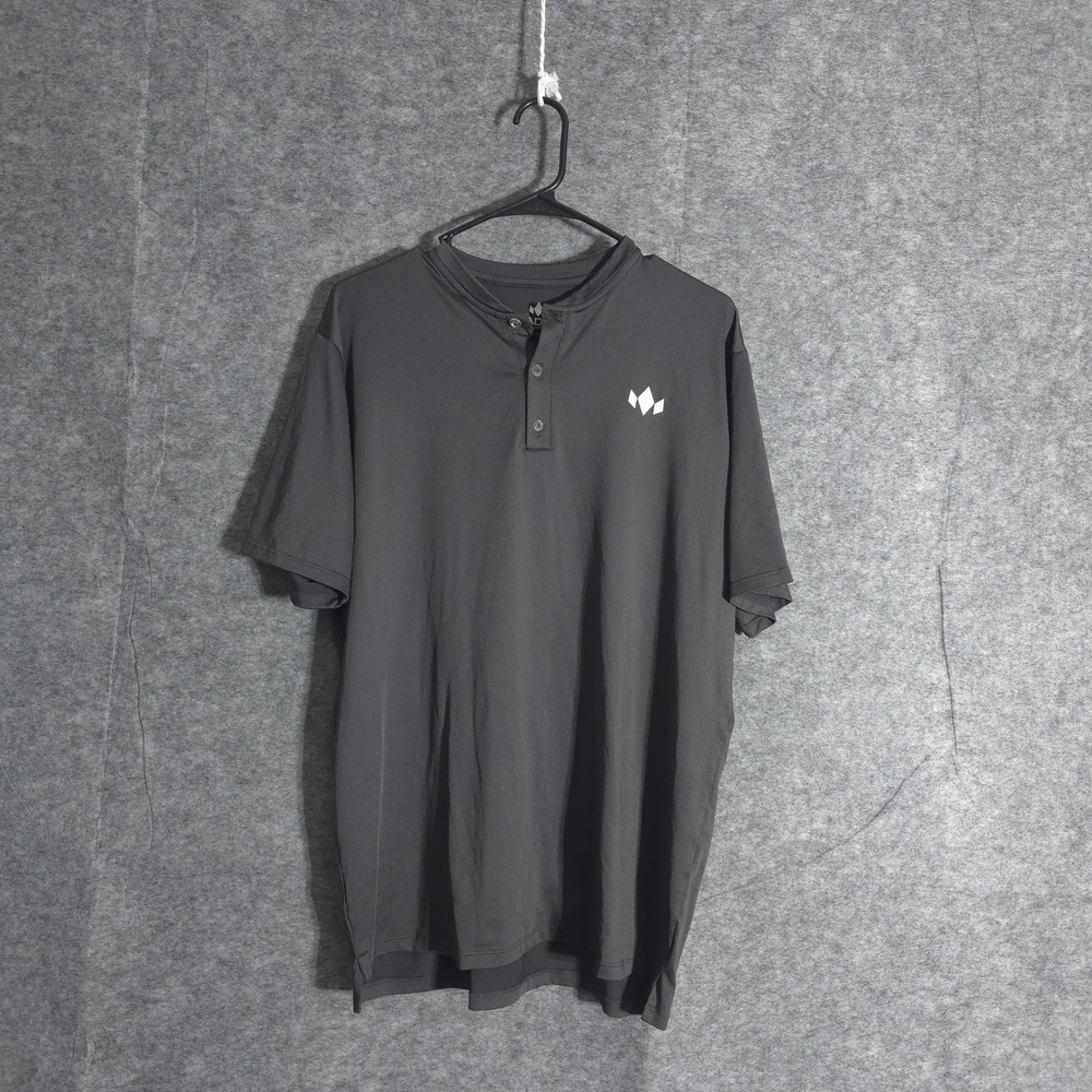 Diadem Court Essentials Shirt Men's Large Gray Short Sleeve Henley Performances